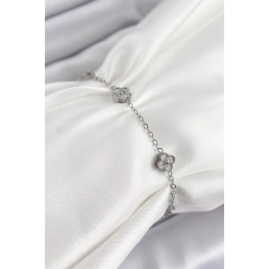 316L Çelik Yonca Model Gümüş Renk Kadın Bileklik