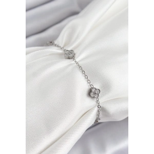 316L Çelik Yonca Model Gümüş Renk Kadın Bileklik