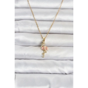 316L Çelik Zincir Gold Renk Flamingo Model Kadın Kolye