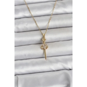 316L Çelik Zincir Gold Renk Kılıç Model Kadın Kolye