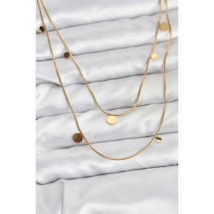 316L Çelik Zincir Gold Renk Pullu Kadın Kolye