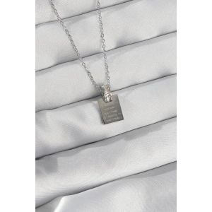 316L Çelik Zincir Gümüş Renk Zirkon Taşlı Aşk Mektubu Kolye