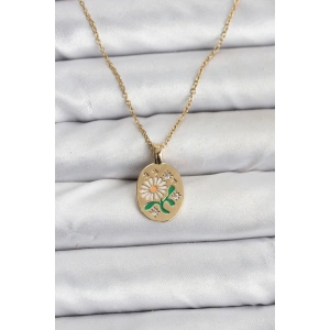 316L Çelik Zincir Papatya Figürlü Kadın Kolye