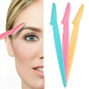 3’lü Kadın Kaş Usturası Seti – Hassas Ciltler İçin Güvenli Yüz Tüy Temizleme Bıçağı (5468)