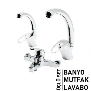 3LÜ SET   BANYO - EVYE MUTFAK - LAVABO   AÇ KAPA  MİX BATARYA MUSLUK (5468)