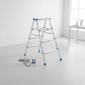 4+4 Çift Basamaklı Alüminyum Metal Merdiven