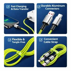 4-in-1 240W PD Hızlı Şarj Kablosu – Type-C Lightning Destekli PL-8632 (5468)