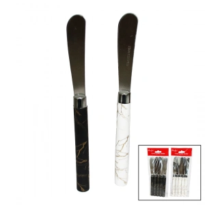 5 PARÇA  UZUN KAHVALTI BIÇAK - MERMER DESEN SAPLI 16.5 cm (5468)