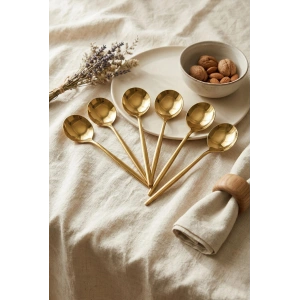6lı Lüks Gold Paslanmaz Çelik Yemek Kaşığı Seti (21 cm)