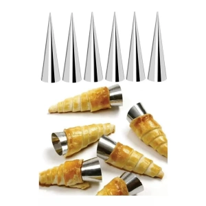 6’lı Paslanmaz Çelik Korne Huni Kalıbı Kruvasan Tatlı Pasta Şekillendirici