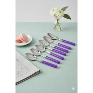 6’lı Paslanmaz Çelik Mor Tatlı Kaşığı Seti