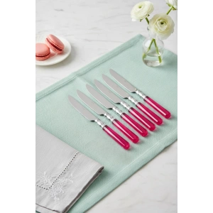 6’lı Paslanmaz Çelik Pembe Tatlı Bıçağı Seti