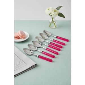 6’lı Paslanmaz Çelik Pembe Tatlı Kaşığı Seti