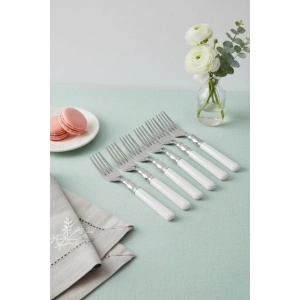 6’lı Paslanmaz Çelik Soft Beyaz Yemek Çatalı Seti