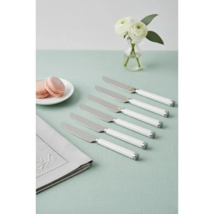 6’lı Paslanmaz Çelik Yemek Bıçağı Seti Beyaz Saplı 15 cm