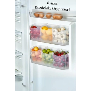 6’lı Şeffaf Buzdolabı Düzenleyici & Buzdolabı Organizeri 800 ml