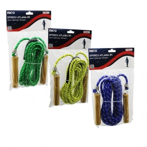 AHŞAP SAPLI ATLAMA İPİ RENKLİ 5MT (5468)