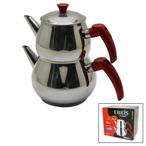 AİLE BÜYÜK BOY KÜRE ÇELİK ÇAYDANLIK SETİ ÜST: 1.2LT - ALT: 2LT (5468)