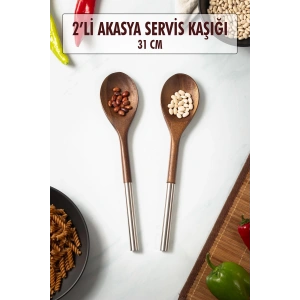 Akasya 2 Li Servis Kaşığı & Sunum Kaşığı & Salata Servis Seti