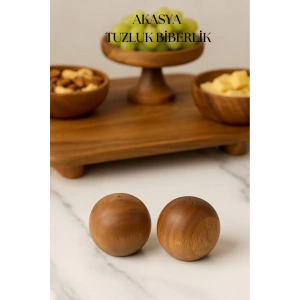 Akasya 2’li Top Tuzluk Biberlik Seti - Şık ve Doğal