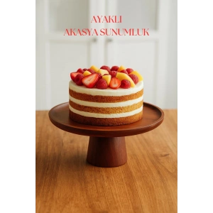 Akasya Ayaklı Sunumluk & Sunum Tabağı & Sunum Servisi 30x30x10 cm