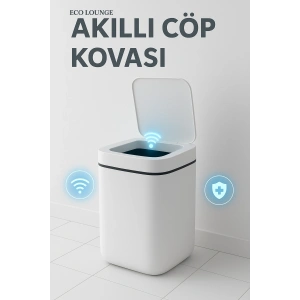 Akıllı Sensörlü Antibakteriyel Çöp Kovası 20 Litre Çöp Kutusu, Çöp Torbası Uyumlu Kapak