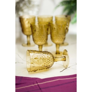 Akrilik Amber 6lı Kadeh & Su Meşrubat Kahve Yanı Bardağı 450 ml ( Cam Değildir )