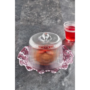 Akrilik Barok Mürdüm Renk Kek Fanus & Kek Saklama Kabı & Şık Sunum Organizeri 26 Cm