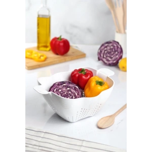 Akrilik Beyaz Makarna Süzgeçi & Sebze Meyve Süzgeçi