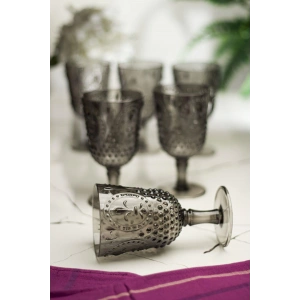 Akrilik Füme 6lı Kadeh & Su Meşrubat Kahve Yanı Bardağı 450 ml ( Cam Değildir )