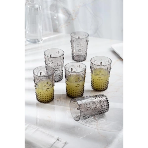 Akrilik Füme 6lı Kısa Bardak & Su Meşrubat Kahve Yanı Bardağı 400 ml ( Cam Değildir )