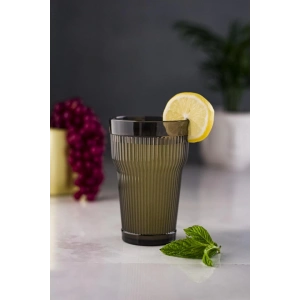 Akrilik Füme Tekli Uzun Bardak & Su Meşrubat Bardağı 400 ml ( Cam Değildir )