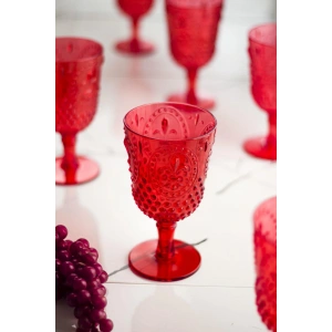 Akrilik Kırmızı Tekli Kadeh & Su Meşrubat Kahve Yanı Bardağı 450 ml ( Cam Değildir )