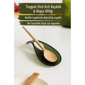 Akrilik Koyu Yeşil Tezgah Üstü Kirli Kaşıklık & Kepçe Altlığı