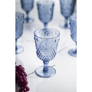 Akrilik Lacivert Tekli Kadeh & Su Meşrubat Kahve Yanı Bardağı 450 ml ( Cam Değildir )