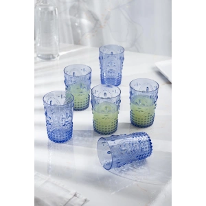 Akrilik Mavi 6lı Kısa Bardak & Su Meşrubat Kahve Yanı Bardağı 400 ml ( Cam Değildir )
