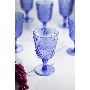 Akrilik Mavi Tekli Kadeh & Su Meşrubat Kahve Yanı Bardağı 450 ml ( Cam Değildir )