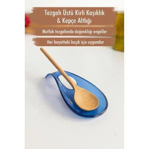 Akrilik Mavi Tezgah Üstü Kirli Kaşıklık & Kepçe Altlığı