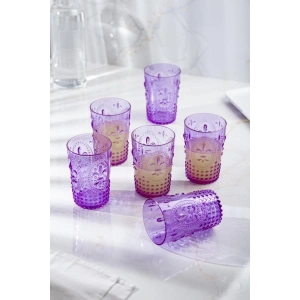 Akrilik Mor 6lı Kısa Bardak & Su Meşrubat Kahve Yanı Bardağı 400 ml ( Cam Değildir )