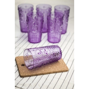 Akrilik Mor 6lı Uzun Bardak & Su Meşrubat Bardağı 750 ml ( Büyük Boy & Cam Değildir )