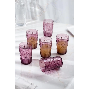 Akrilik Mürdüm 6lı Kısa Bardak & Su Meşrubat Kahve Yanı Bardağı 400 ml ( Cam Değildir )