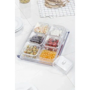 Akrilik Şeffaf 6’lı Kapaklı Kahvaltılık Kahvaltı Seti & Saklama Kabı (Cam Değildir)