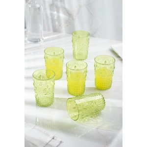 Akrilik Yeşil 6lı Kısa Bardak & Su Meşrubat Kahve Yanı Bardağı 400 ml ( Cam Değildir )