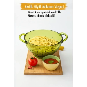 Akrilik Yeşil Makarna Süzgeçi & Sebze Meyve Süzgeçi