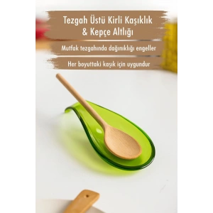 Akrilik Yeşil Tezgah Üstü Kirli Kaşıklık & Kepçe Altlığı