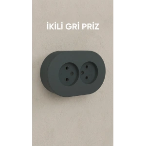Antrasit Renkli Sıva Üstü İkili Topraklı Elektrik Prizi