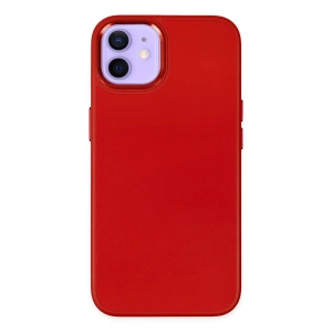 Apple iPhone 12 Kılıf Asya Deri Silikon - Kırmızı