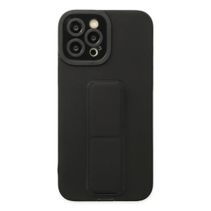 Apple iPhone 12 Pro Max Kılıf Mega Standlı Silikon - Siyah