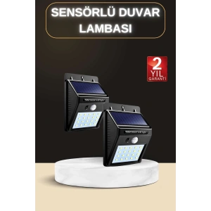Bahçe Aydınlatma Sensörlü Güneş Enerjili Duvar Lambası 40 Led Işık