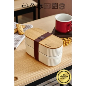 Bambu Kapaklı Lunch Box Kahvaltılık Saklama Kabı Large Bölmeli